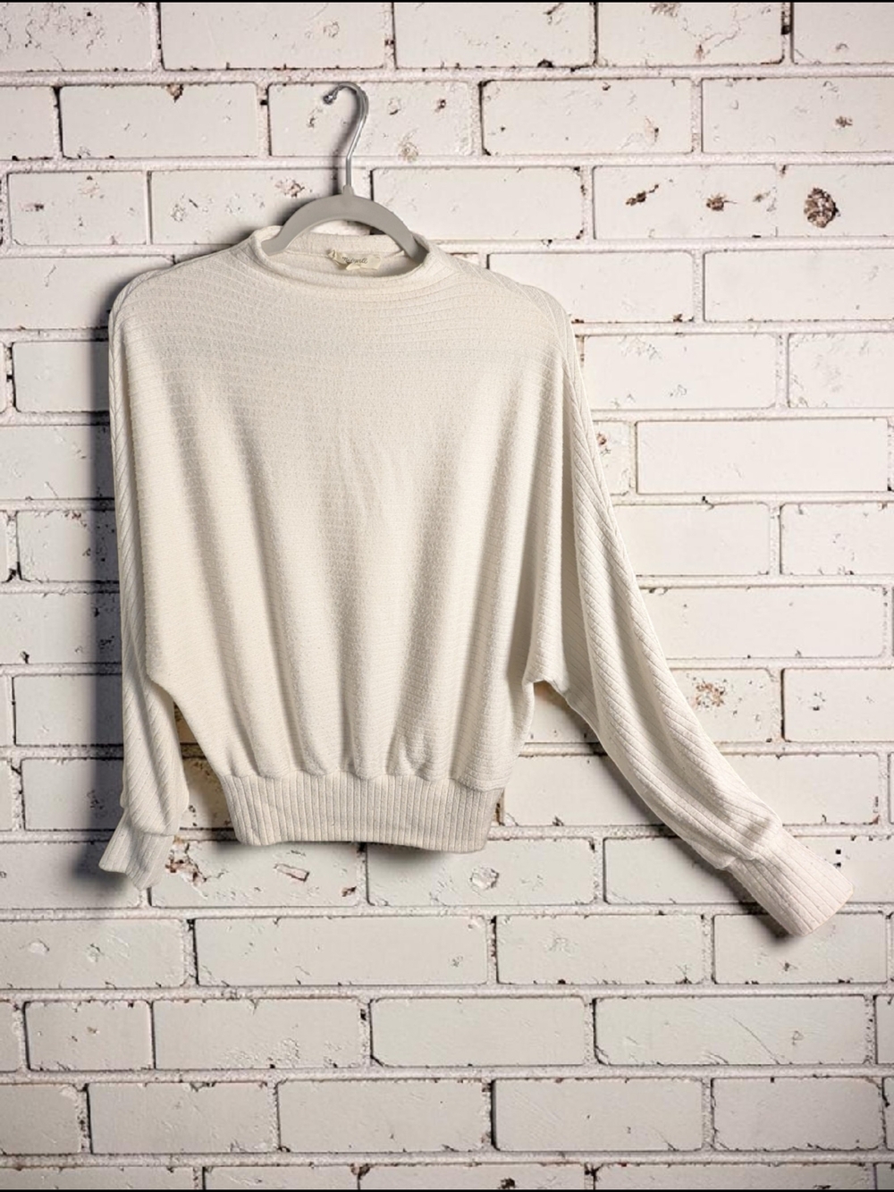 Madewell Off-White Ribbed Crewneck Sweater